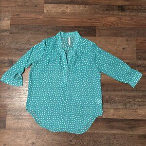 DNA Mint Green with Polka Dots Sheer Blouse Size L